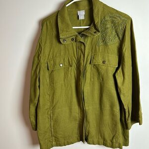 Chicos Linen Beaded Jacket size 3